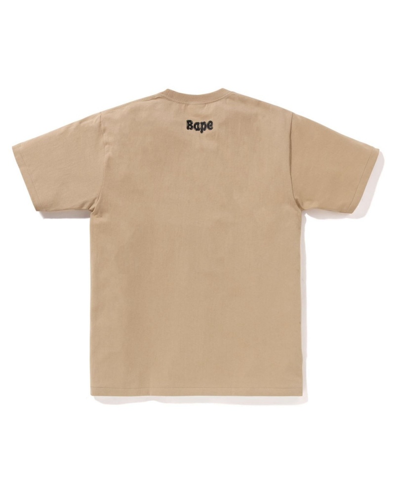 T Shirts Bape Brush College Beige Homme | GTA-91520309